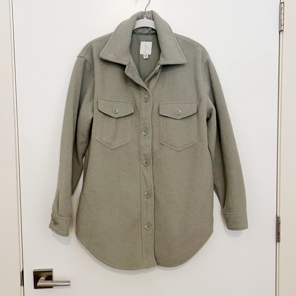 Joie Boyfriend Sage Green Shacket - Picture 2 of 5